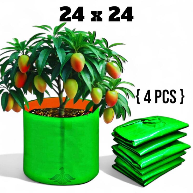 24×24 Extra-Large Grow Bags for Trees and Big Plants – Set of 4 HDPE Bags for Growing Banana, Papaya, Mango, and More