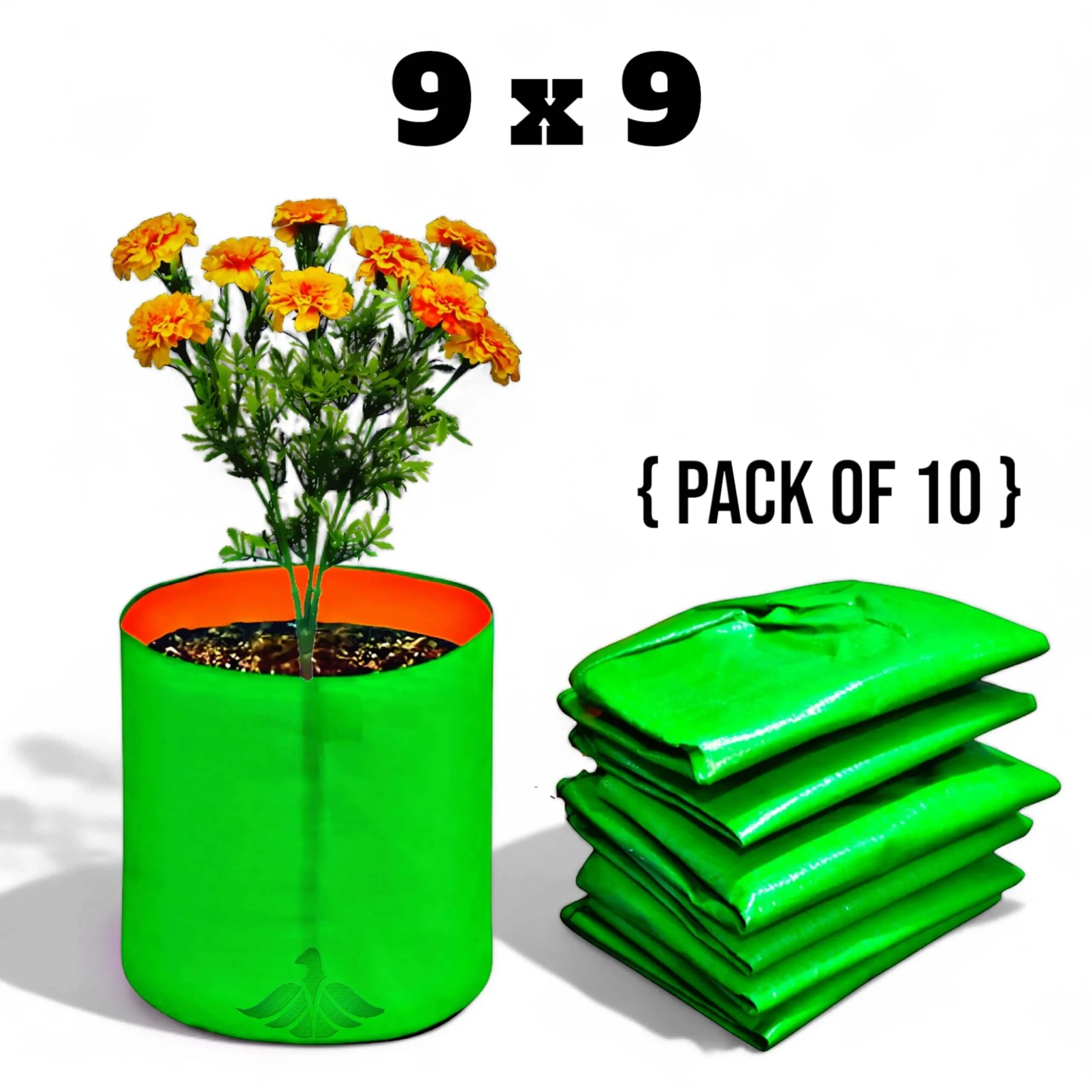 GroSva - Small Grow Bags 9x9 for Flowers & Decorative Plants Small Grow Bags for Plants – 9×9 Inch HDPE Bags, Set of 10 for Growing Herbs, Flowers, and Small Vegetables