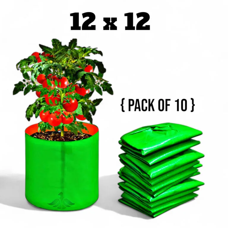 12×12 Plant Grow Bags for Vegetables and Flowers – Set of 10 HDPE Bags for Terrace Gardening