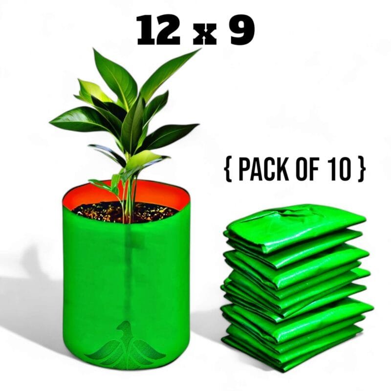 Set of 10 Round Grow Bags for Small Plants – 12×9 Inch HDPE Bags for Herbs, Flowers, and Indoor Plants