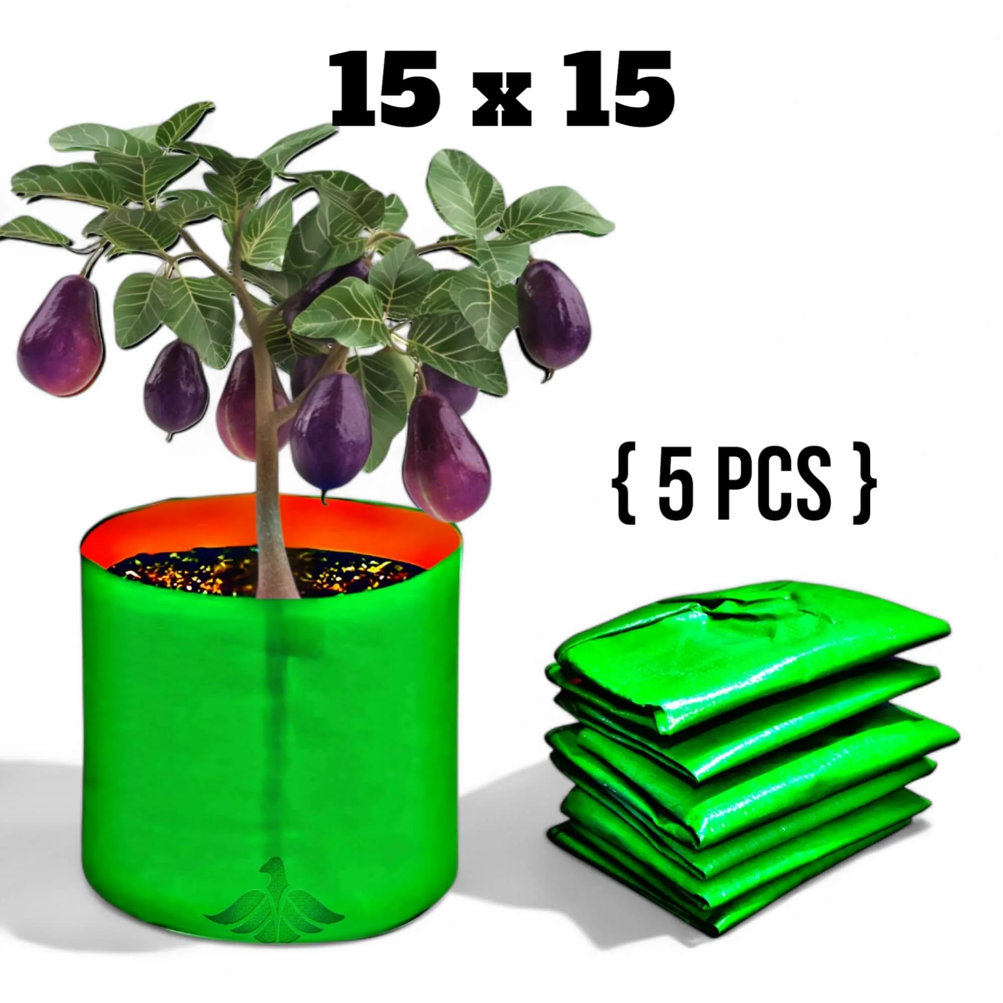 GroSva-15x15-gardening-bags-for-vegetables-plants-set-of-5-eco-friendly GroSva 15×15 Gardening Grow Bags for Vegetables and Plants – Set of 5 Durable HDPE Bags for Terrace Gardening